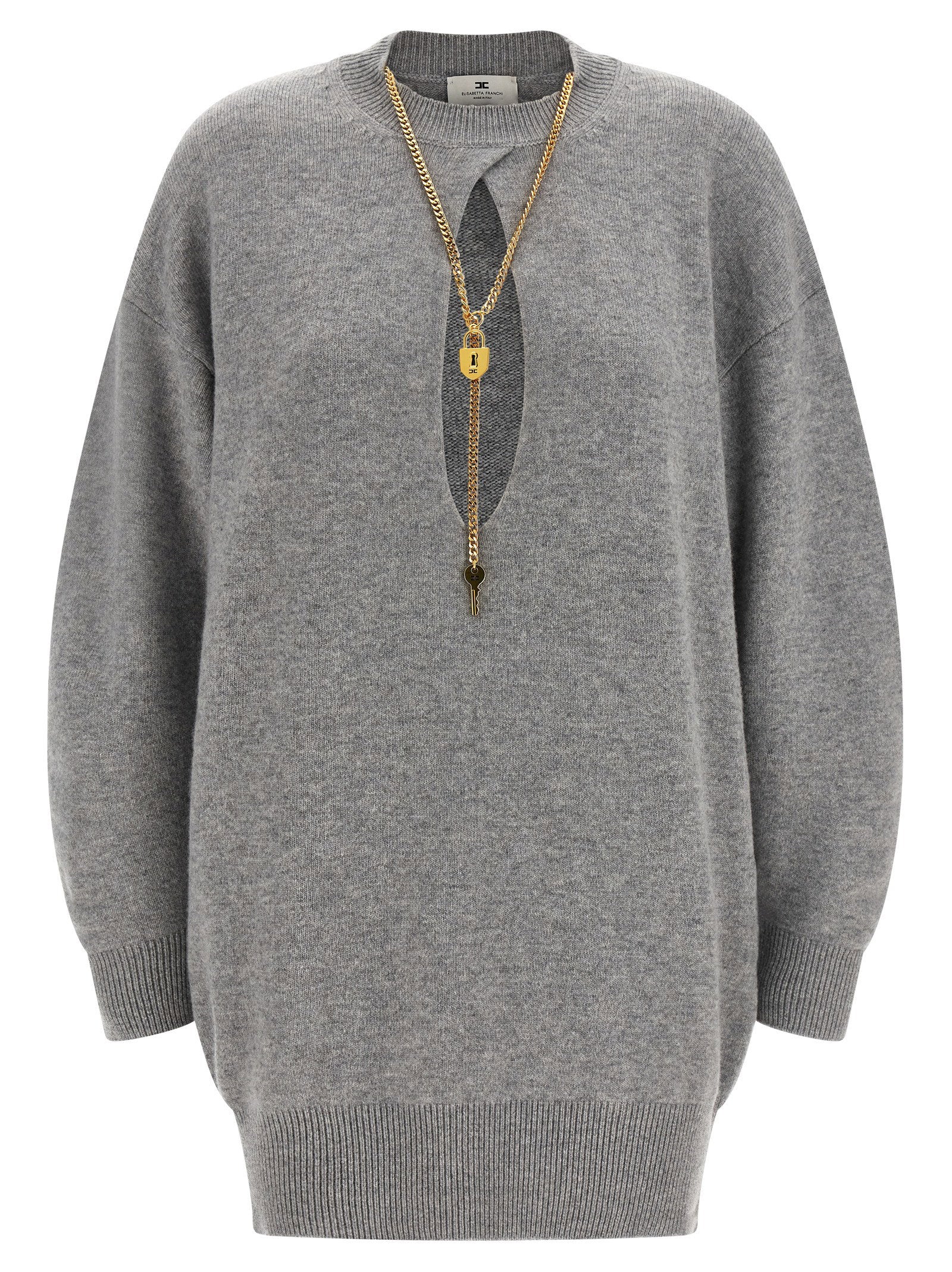 Elisabetta Franchi Necklace Dress Gray