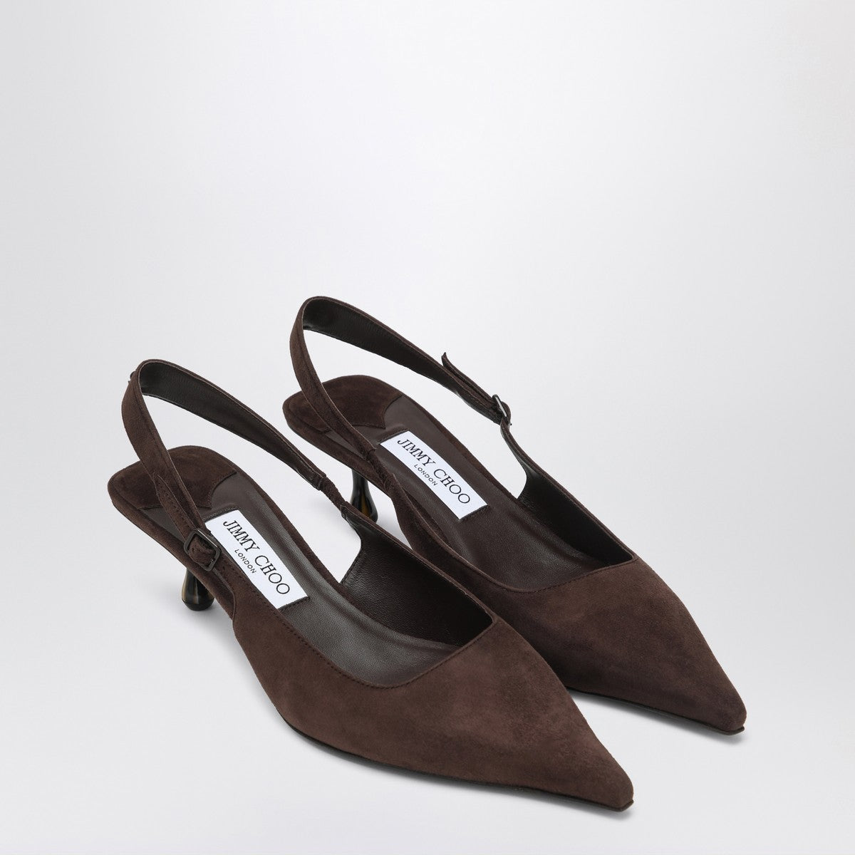 Jimmy Choo Amel 50 Suede Slingback Pumps in Chocolate Brown brown