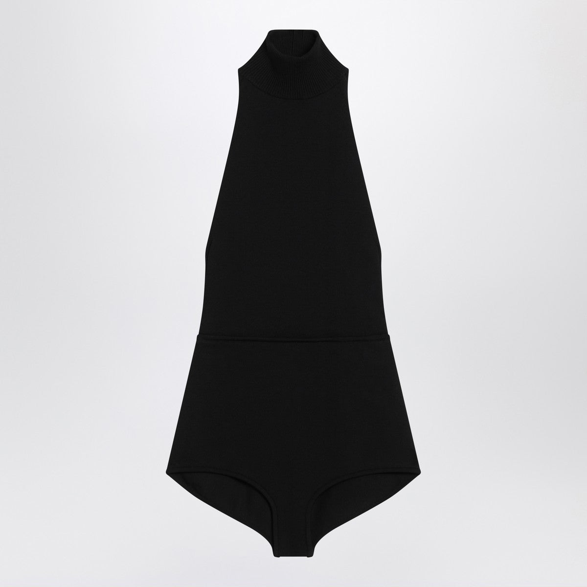 Max Mara Black Viscose Crepe Turtleneck Bodysuit Black