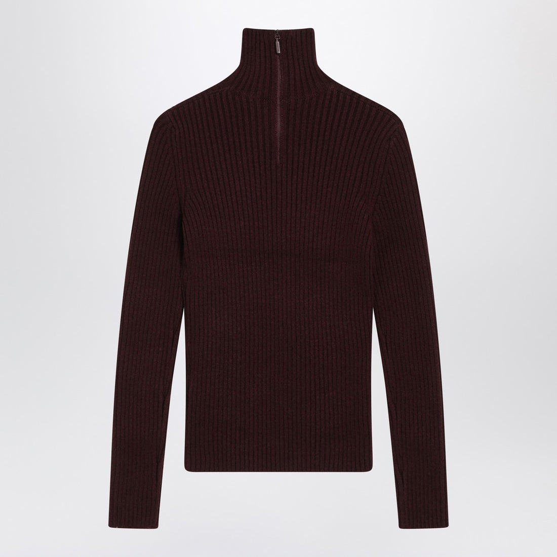 Max Mara Cherry Wool and Cashmere Turtleneck Sweater Burgundy