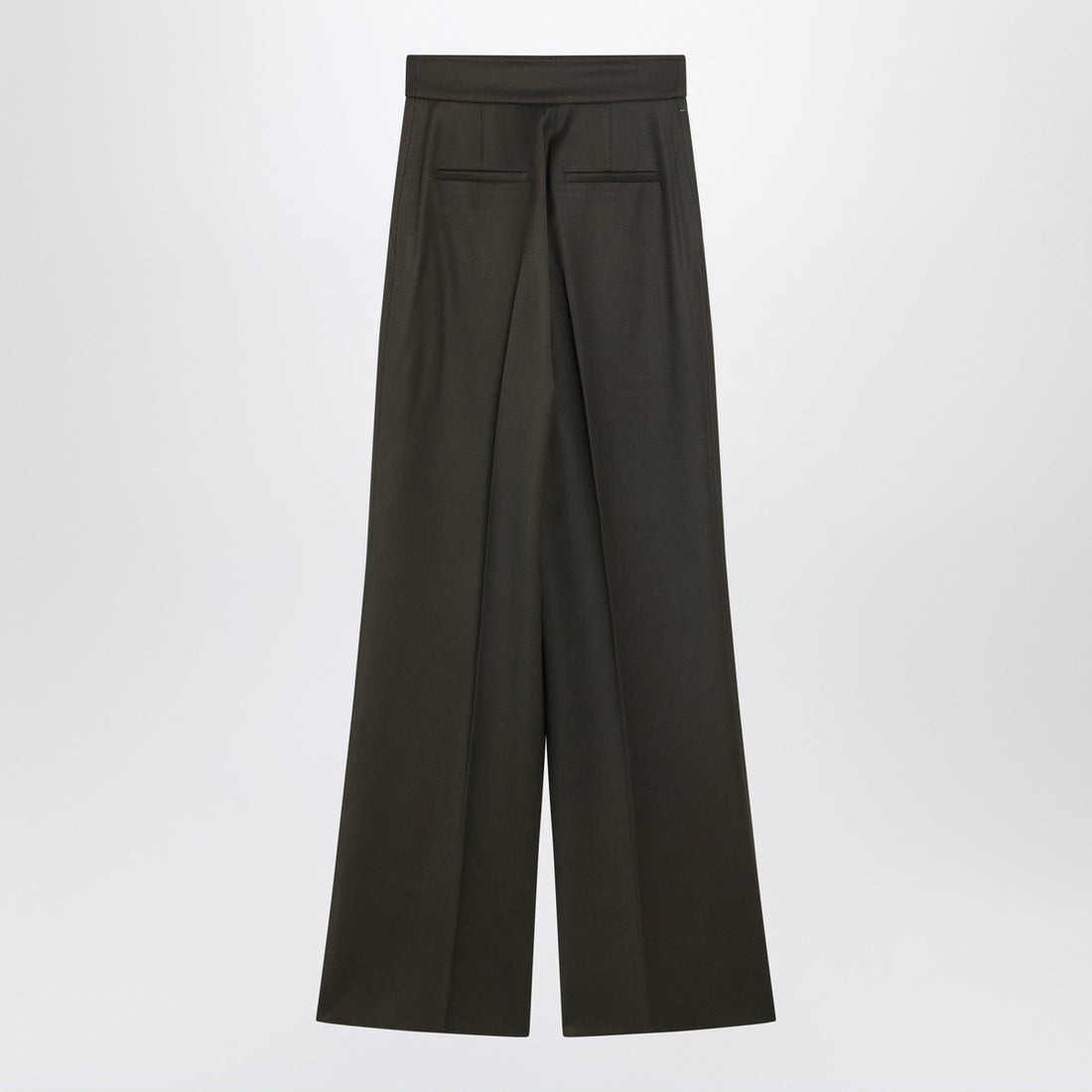 Max Mara Moss Green Wide-Leg Wool Trousers Green