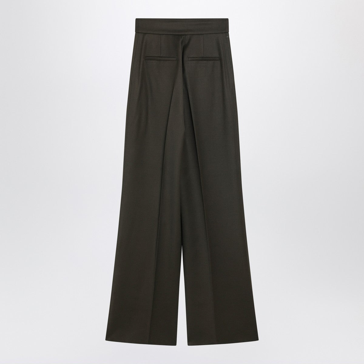 Max Mara Moss Green Wide-Leg Wool Trousers Green