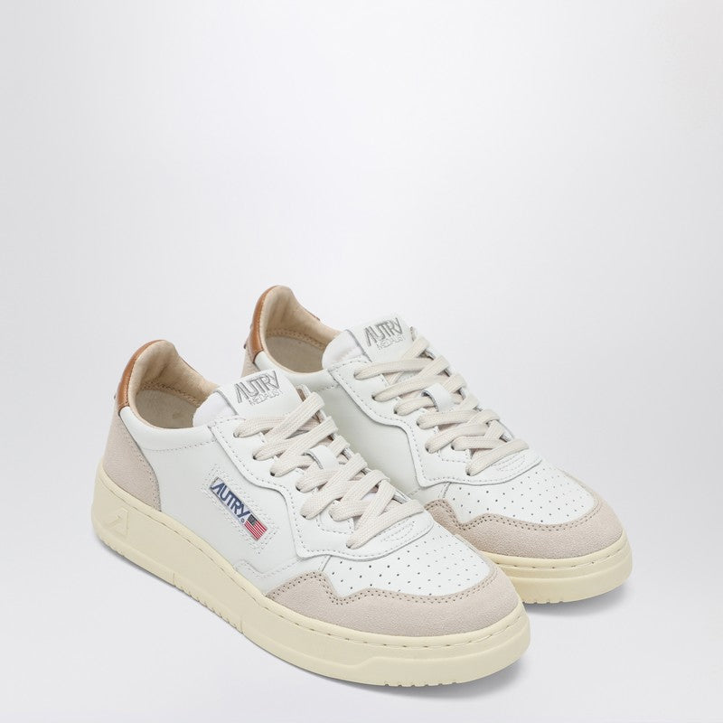 Autry Medalist Low-Top White and Brown Leather Sneakers White