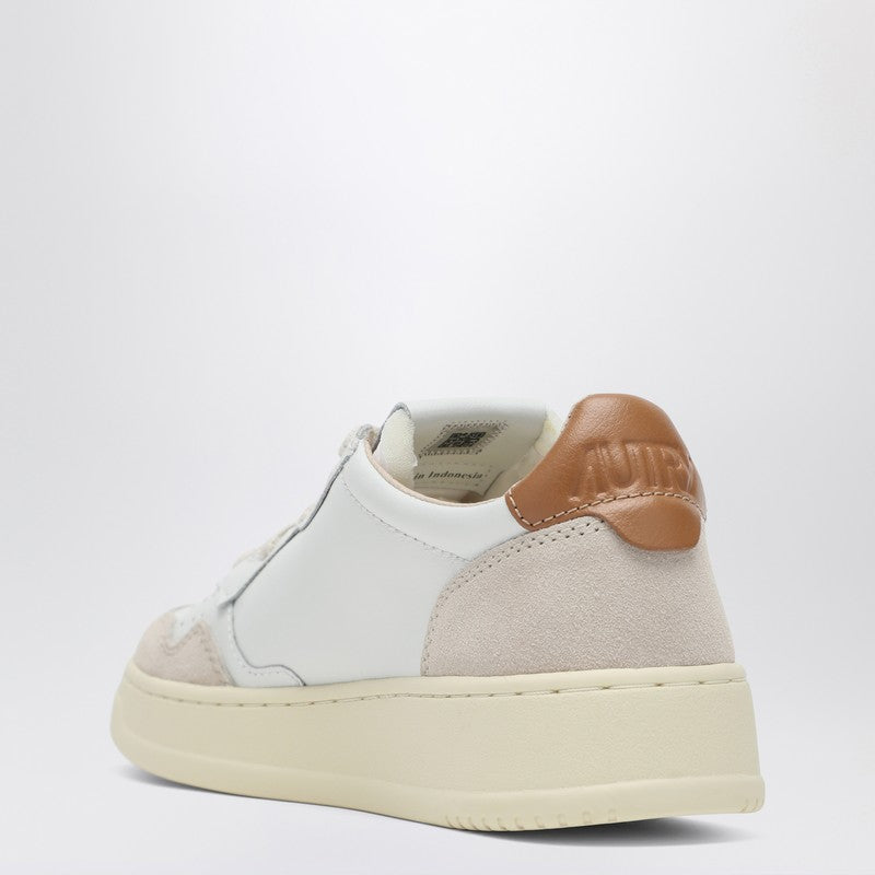 Autry Medalist Low-Top White and Brown Leather Sneakers White