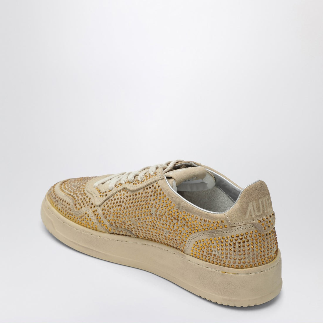 Autry Medalist Crystal-Embellished Suede Sneakers Brown