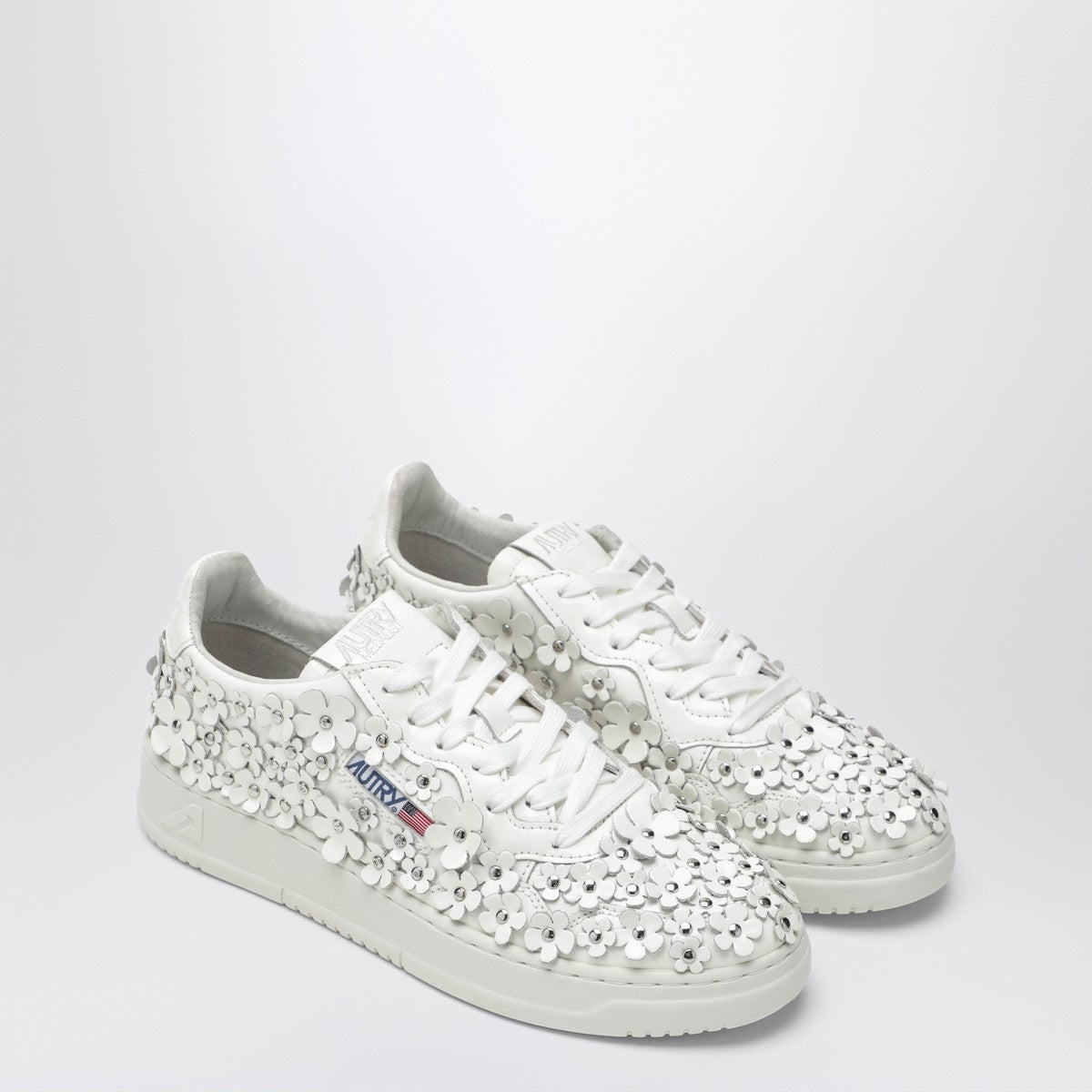 Autry Sneaker Medalist Blooming White Leather with Floral Embroidery White