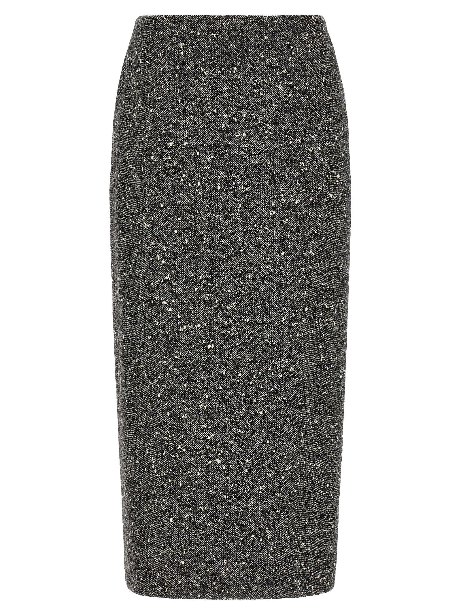 Valentino Garavani Chevron Bouclé Skirt White/black