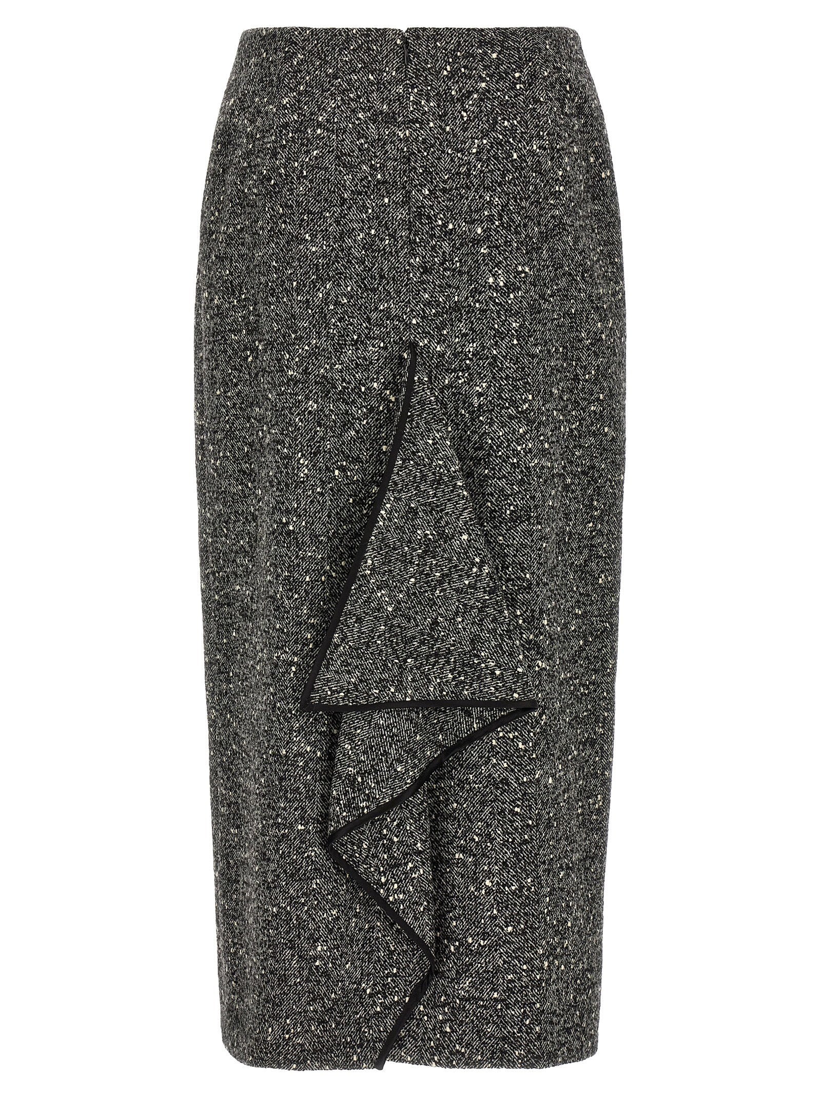 Valentino Garavani Chevron Bouclé Skirt White/black