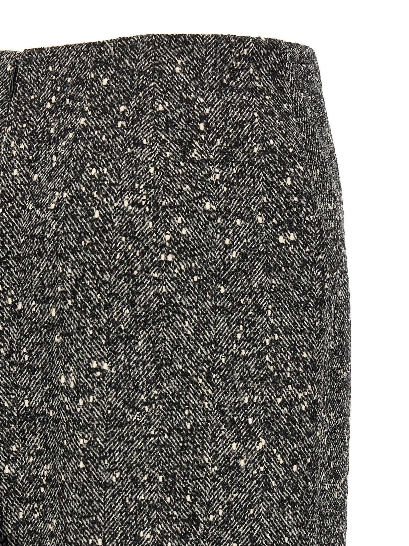 Valentino Garavani Chevron Bouclé Skirt White/black