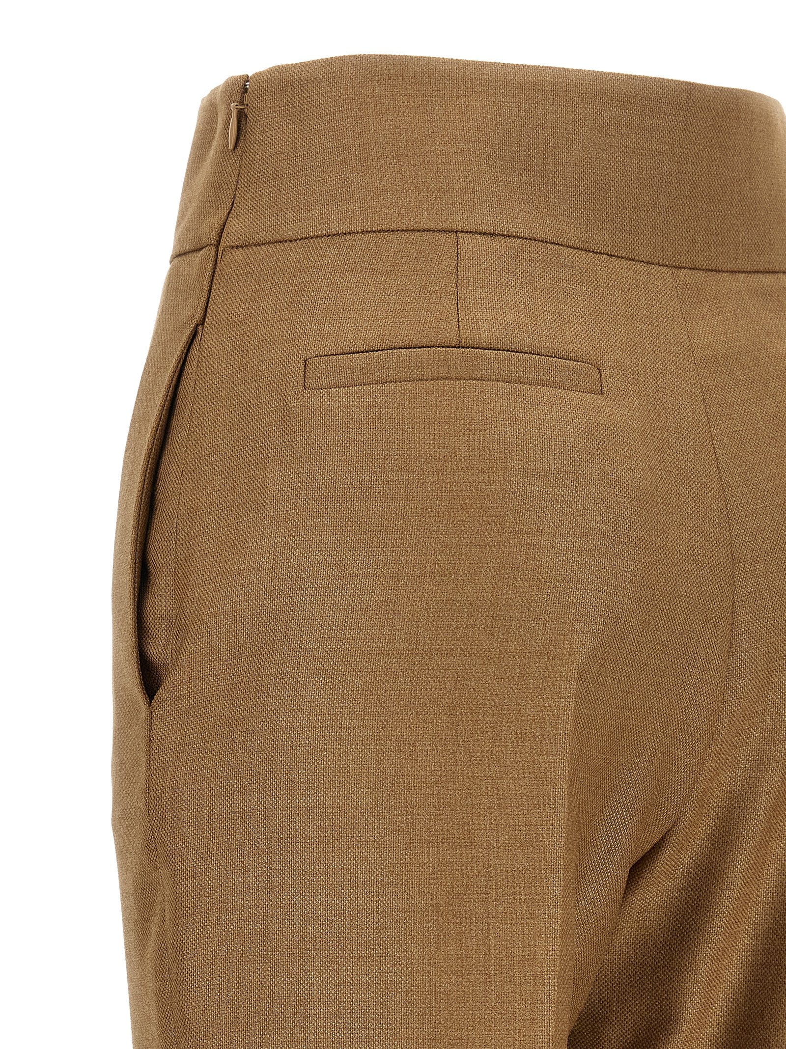 Valentino Garavani Textured Silk Wool Pants Beige