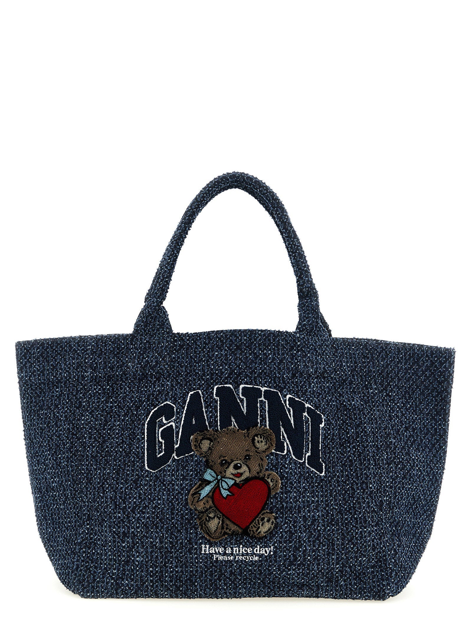 Ganni Medium Bear Shopping Bag Blue