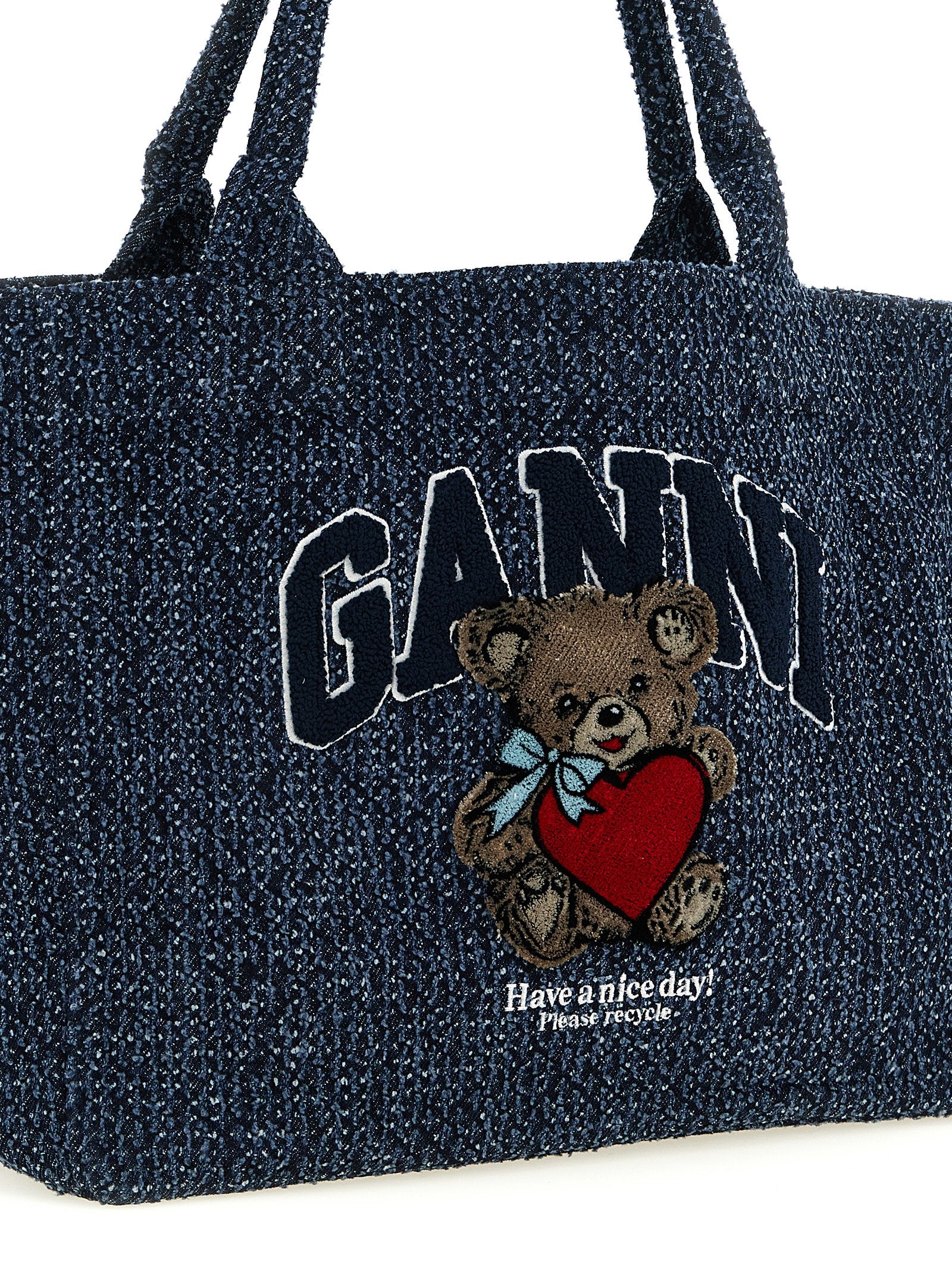 Ganni Medium Bear Shopping Bag Blue
