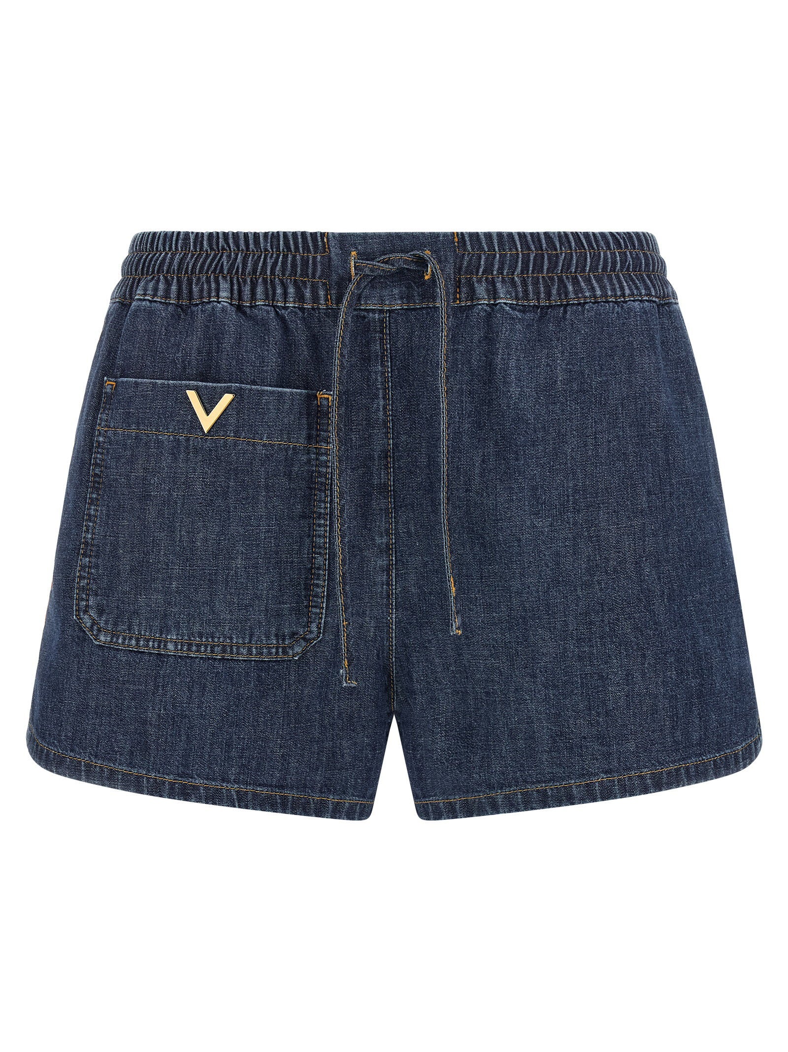 Valentino Garavani Chambray Denim Shorts Blue