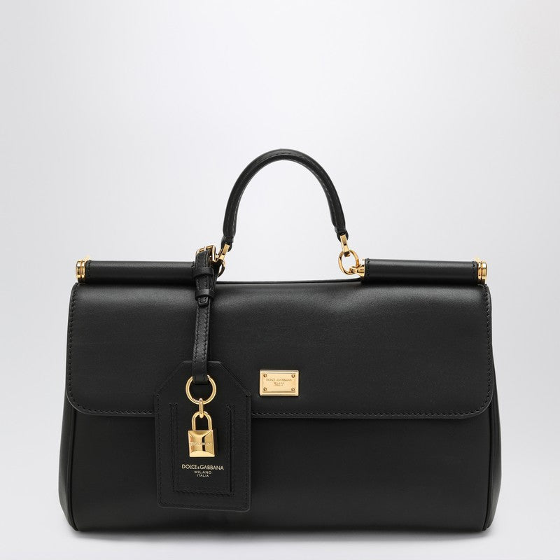 Dolce & Gabbana My Sicily Medium Black Leather Handbag Black