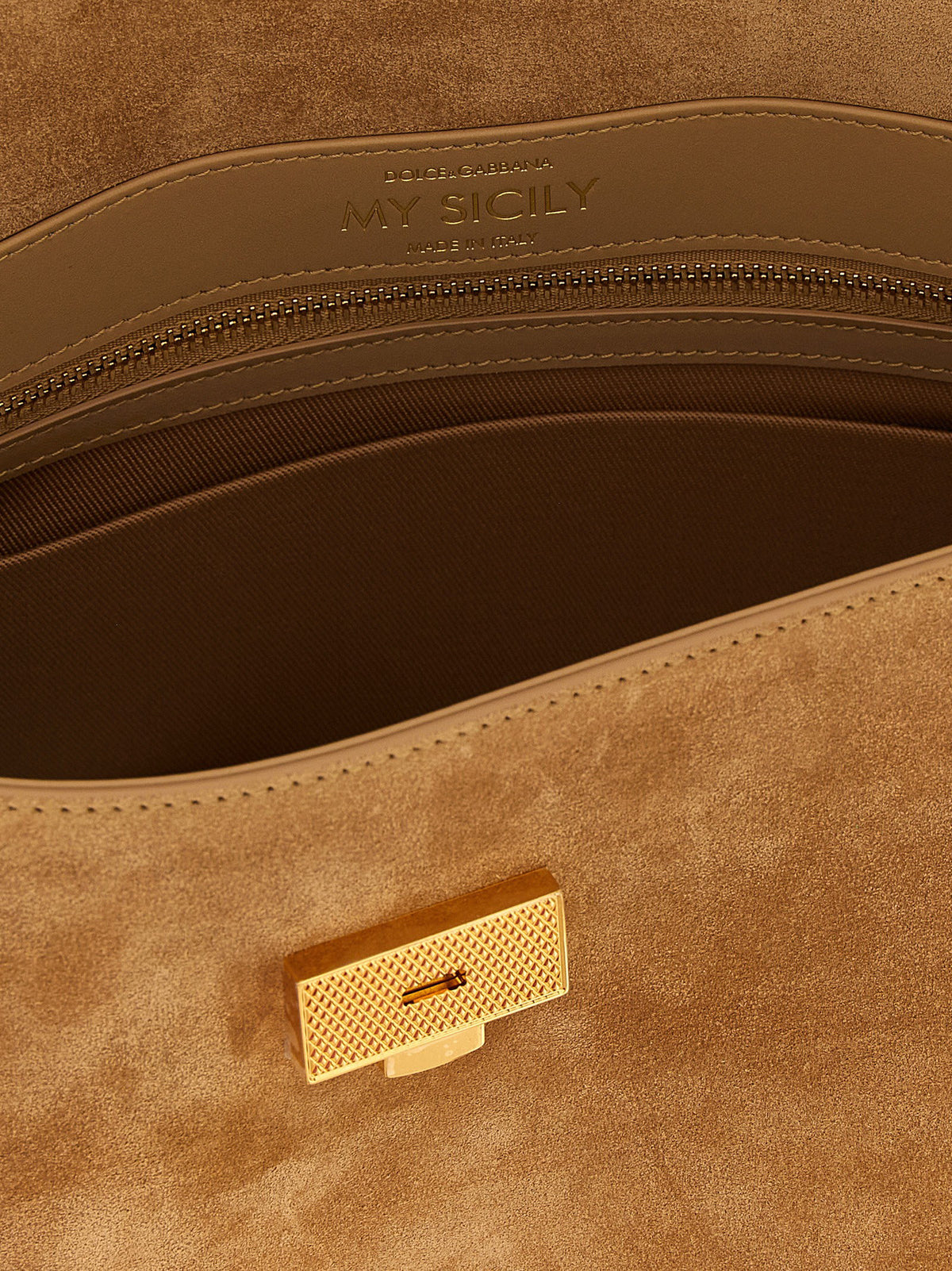 Dolce & Gabbana My Sicily Suede Handbag Beige