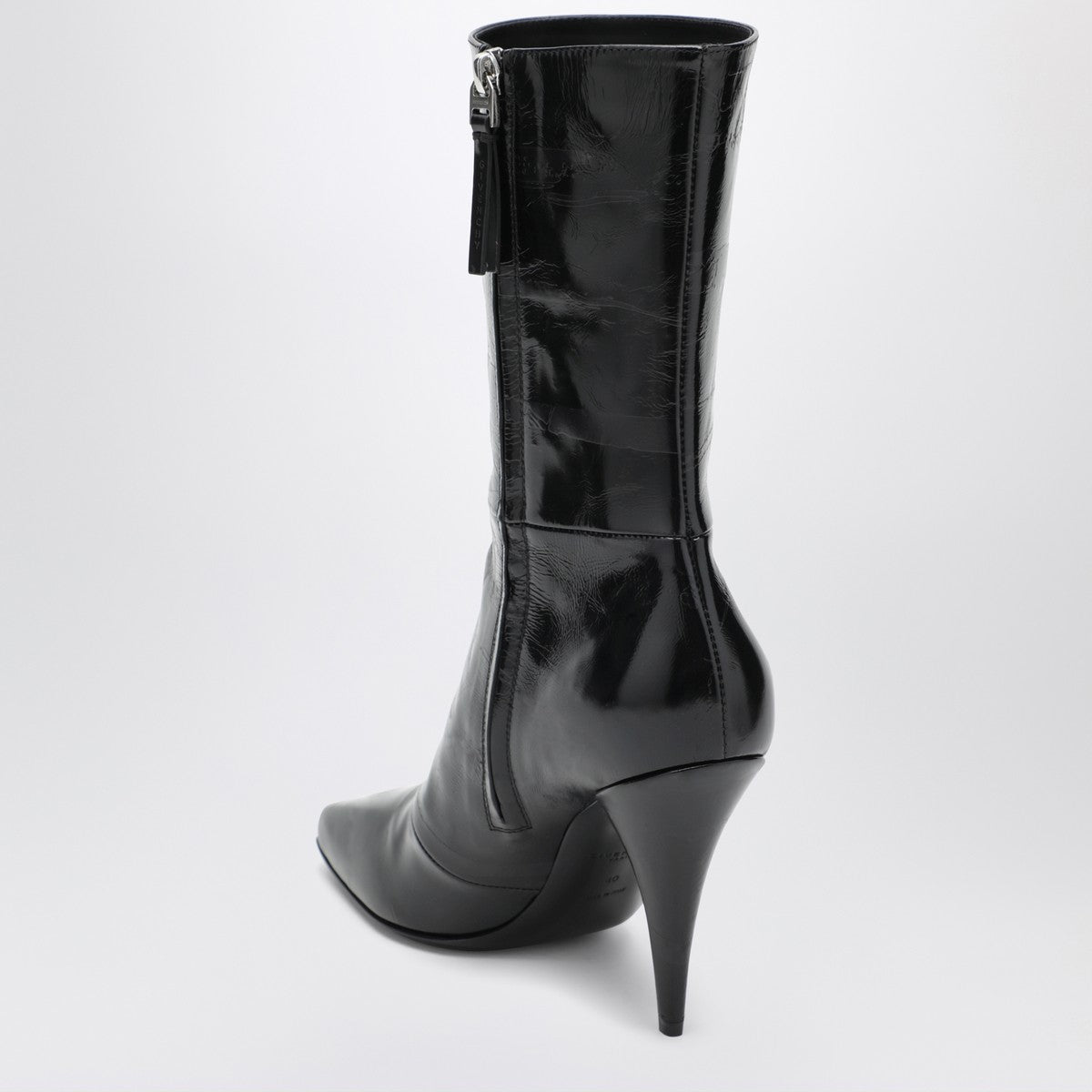 Givenchy Sliced Square Tape Polished Leather Ankle Boots Black
