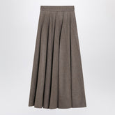 Max Mara Wide hazelnut wool felt skirt beige