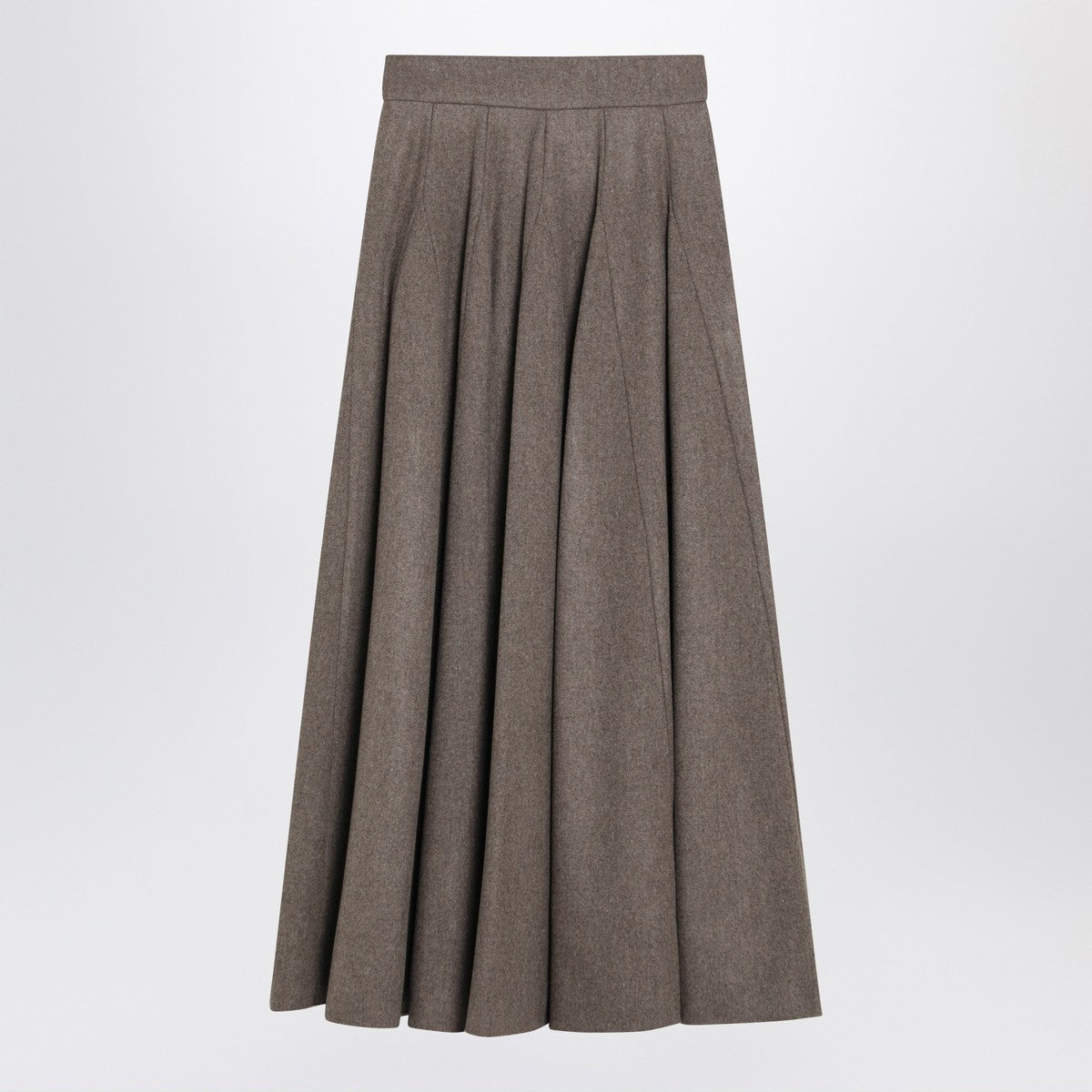 Max Mara Wide hazelnut wool felt skirt beige