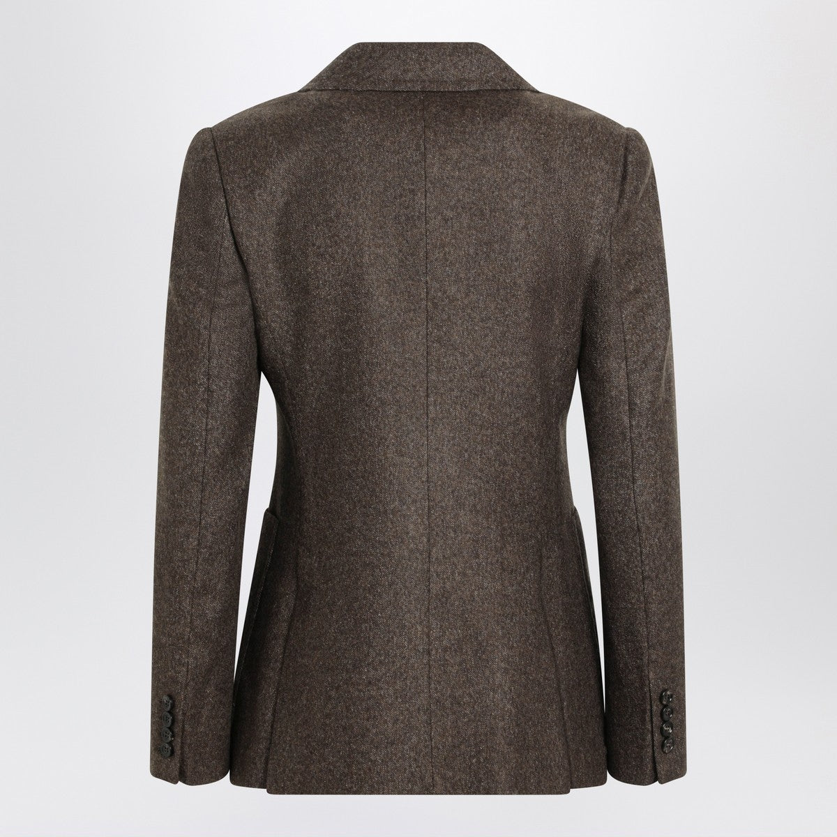 Max Mara Brown Wool Tweed Single-Breasted Jacket Brown
