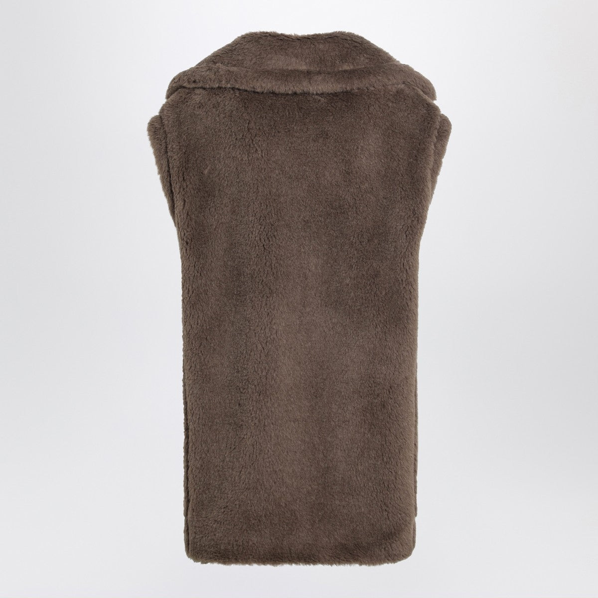 Max Mara Brown Teddy Alpaca-Wool Gilet with Wide Lapels Brown