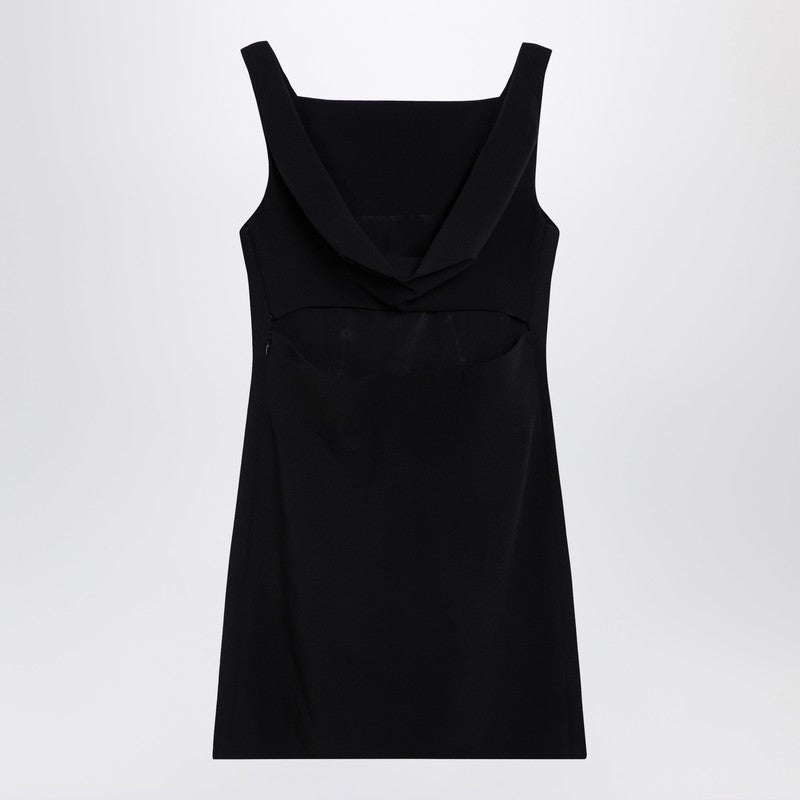 Givenchy Black Draped-Back Crepe Mini Dress Black