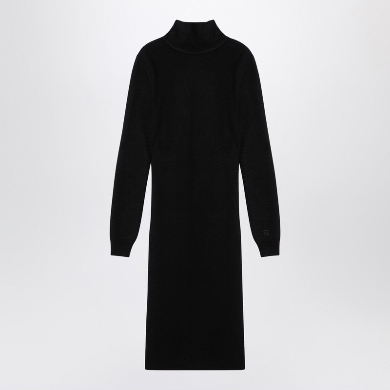 Givenchy Black Wool-Blend Turtleneck Slim Dress Black