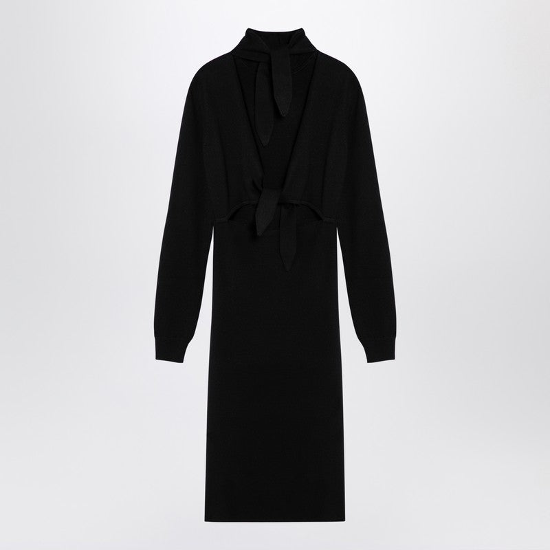 Givenchy Black Wool-Blend Turtleneck Slim Dress Black
