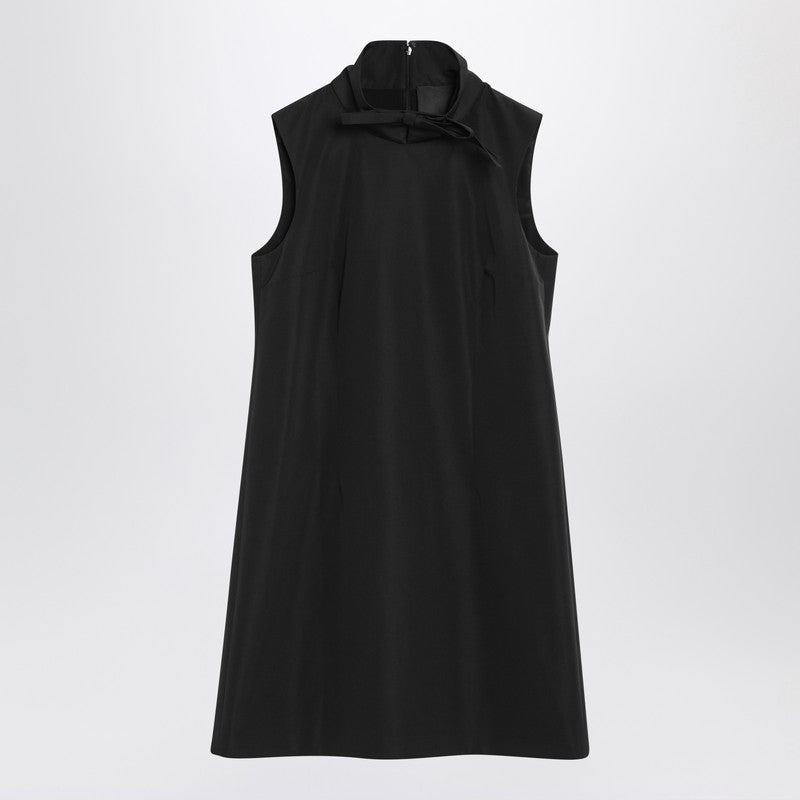 Givenchy Black Cotton-Blend Mini Dress with Bow Detail Black