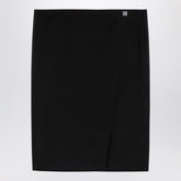 Givenchy Black Wool Midi Skirt with 4G Metal Button Black