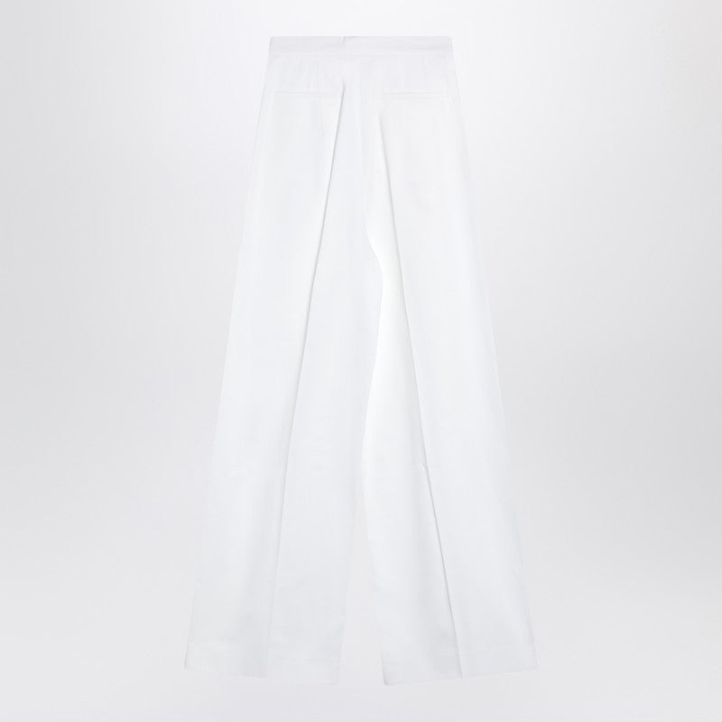 Givenchy White Pleated Wide-Leg High-Waist Cotton Trousers White