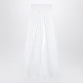 Givenchy White Pleated Wide-Leg High-Waist Cotton Trousers White