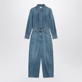 Givenchy Light Blue Denim Wide-Leg Jumpsuit With Visible Stitching Light blue