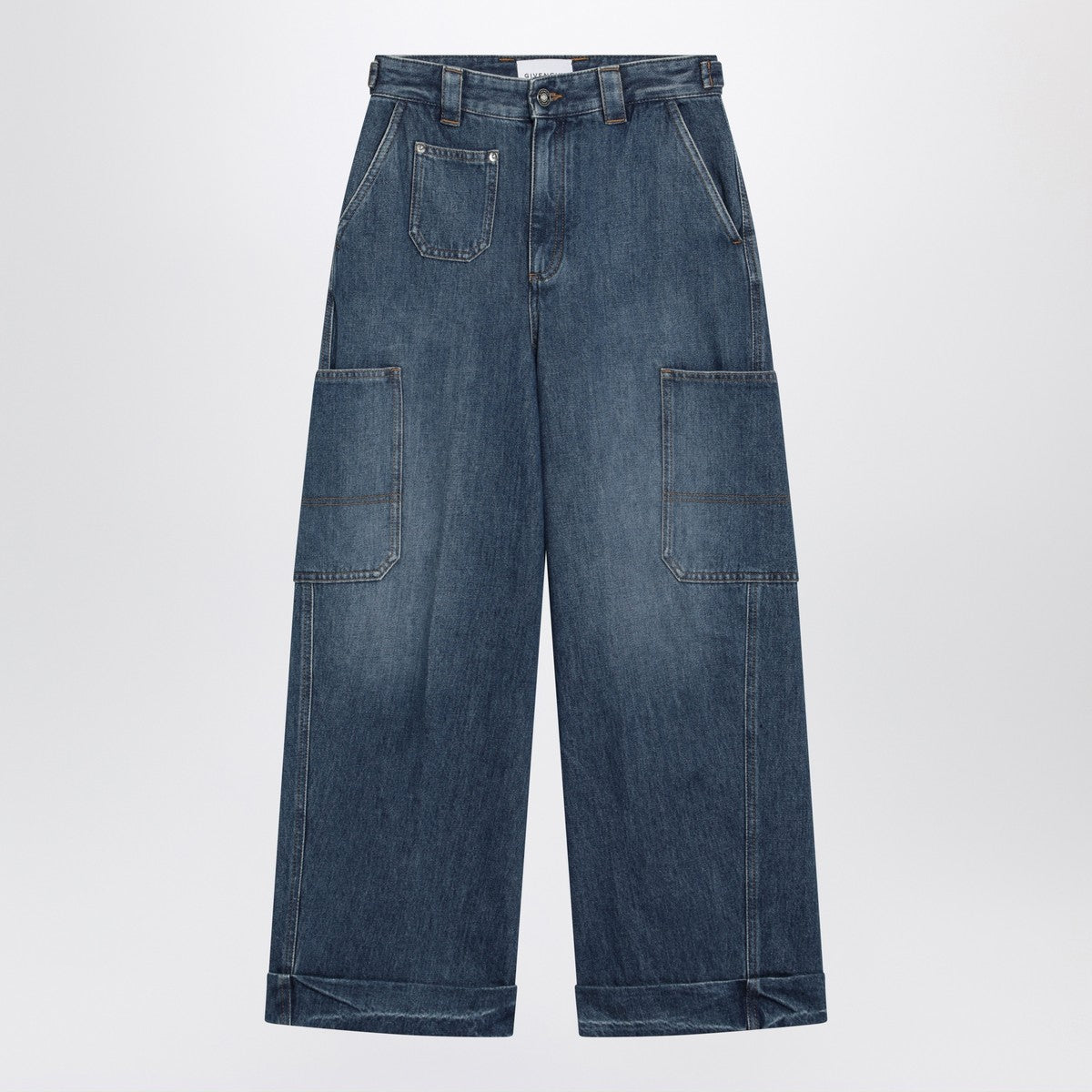 Givenchy Cropped Cocoon Cargo Jeans Blue
