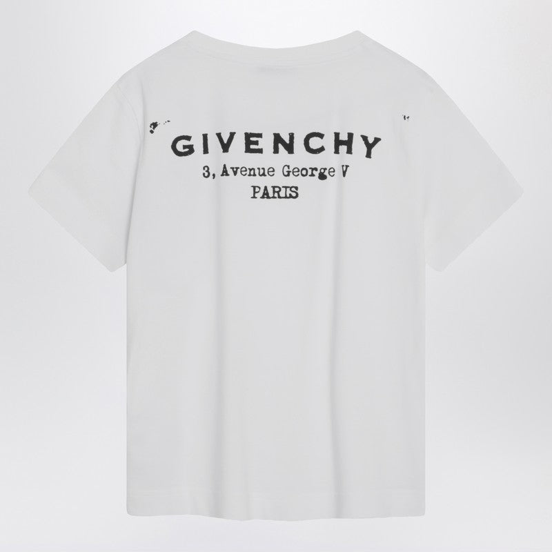 Givenchy White Cotton Logo T-shirt with Ribbed Crewneck White