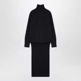 Givenchy Dark Grey Wool-Cashmere Turtleneck Jumper with Drawstring Back Grey