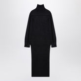 Givenchy Dark Grey Wool-Cashmere Turtleneck Jumper with Drawstring Back Grey