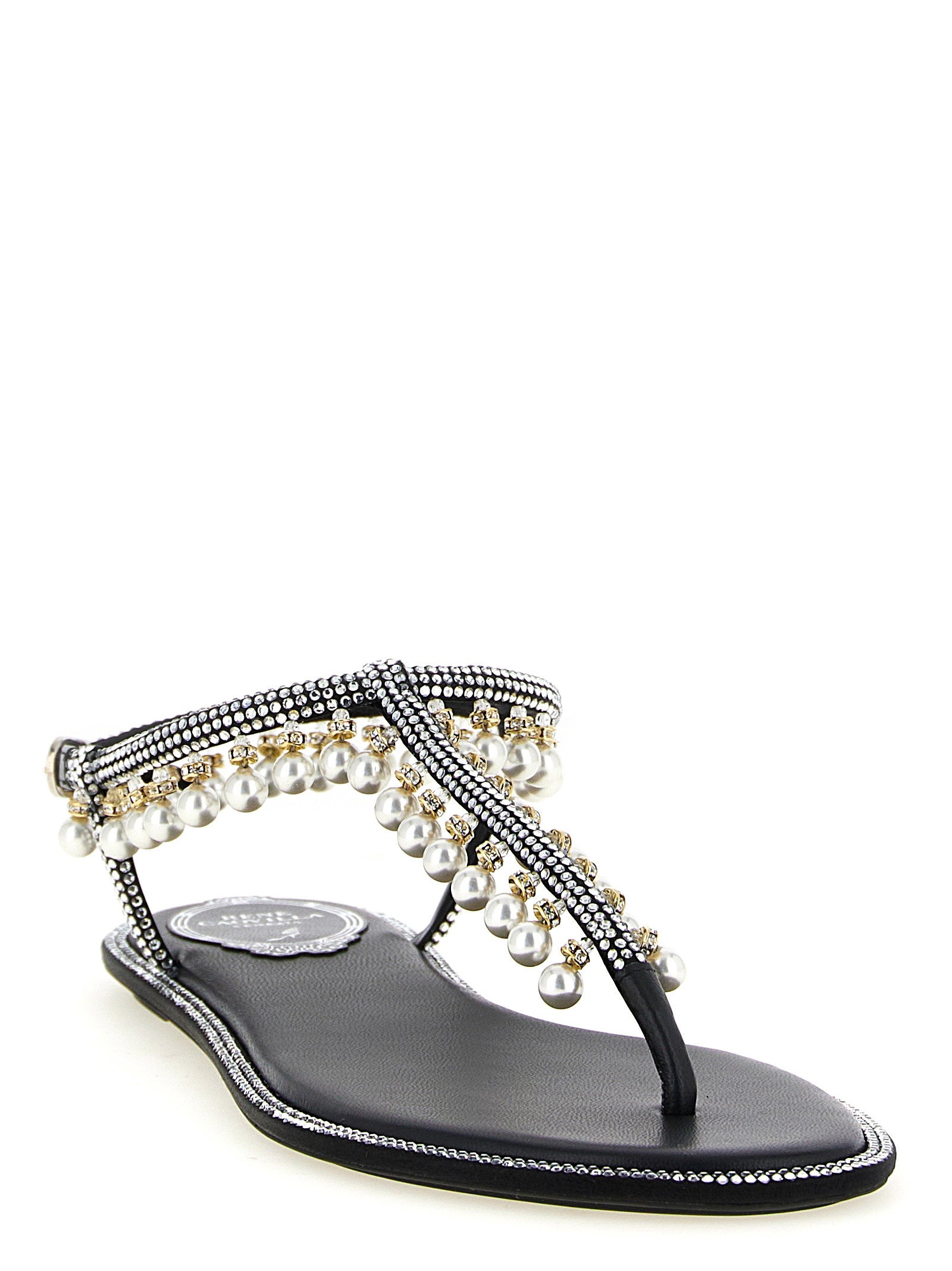 René Caovilla Diana Sandals White/black