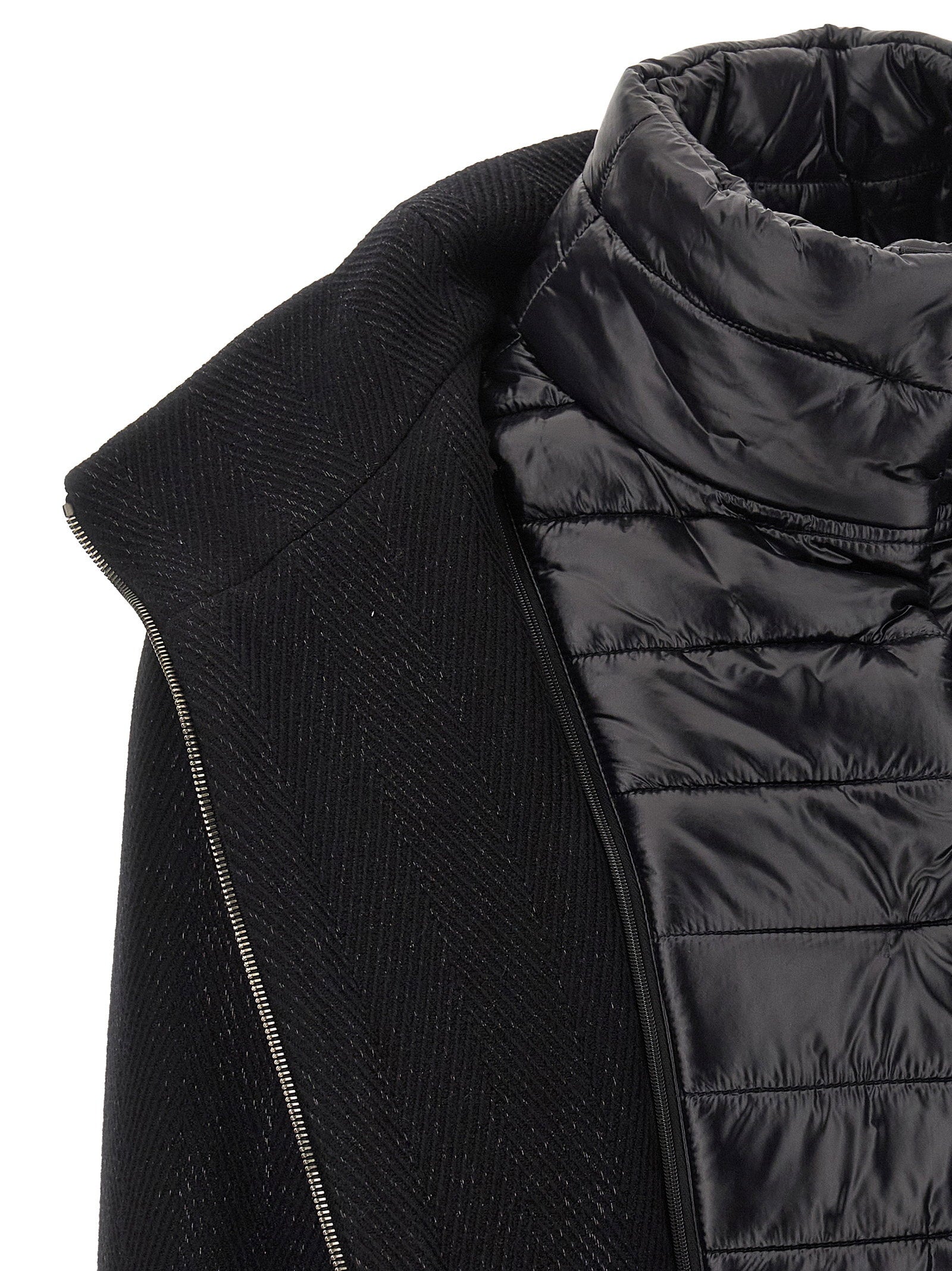 Herno Lamé Thread And Wool Coat Black