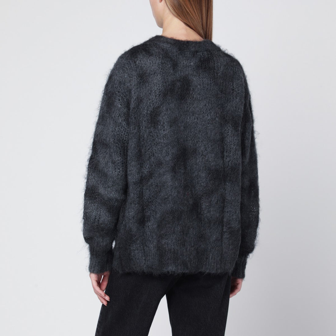 Isabel Marant Mylene Spray-Effect Mohair Wool Cardigan Grey