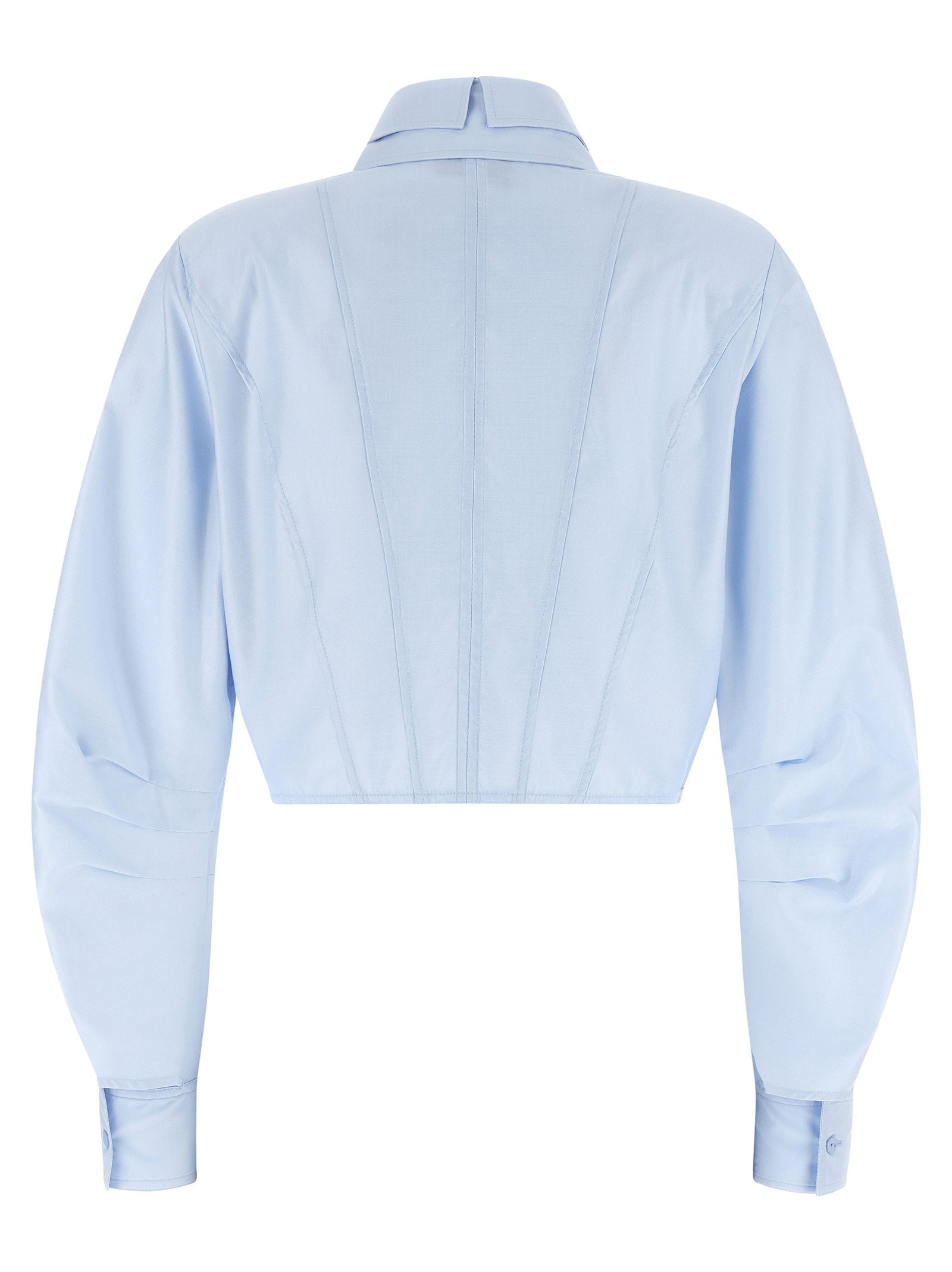 Elisabetta Franchi Cropped Shirt With Charms Light blue