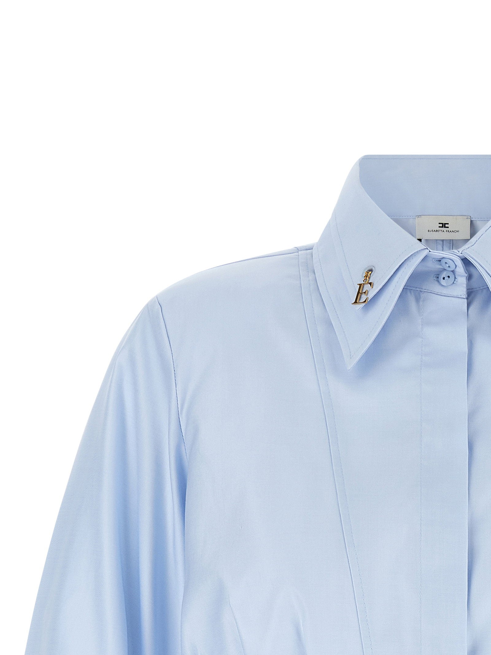 Elisabetta Franchi Cropped Shirt With Charms Light blue