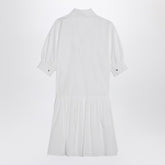 Max Mara Studio Short White Cotton Shirt Dress with Balloon Sleeves White