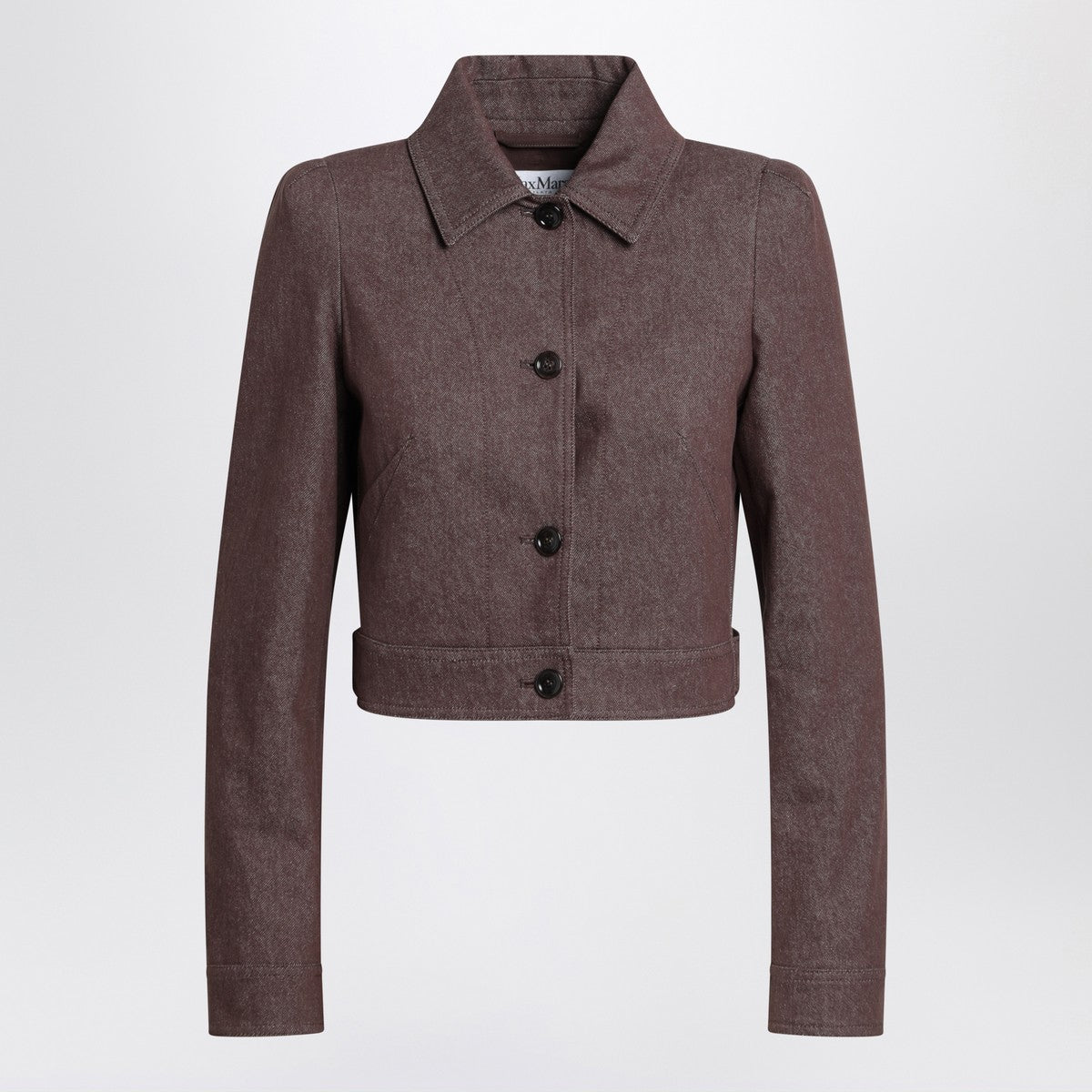 Max Mara Cropped Brown Denim-Effect Cotton Jacket brown