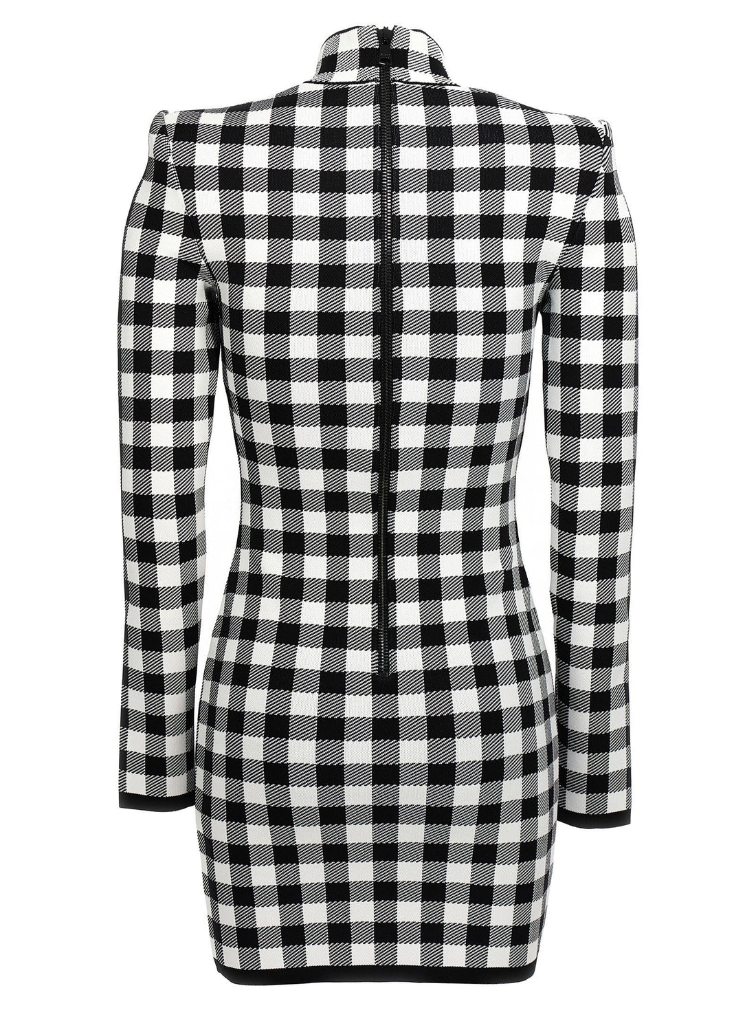Balmain Vichy Knit Dress White/black
