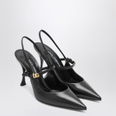 Dolce & Gabbana Black Suede Slingback Pumps with Gold Buckle Black