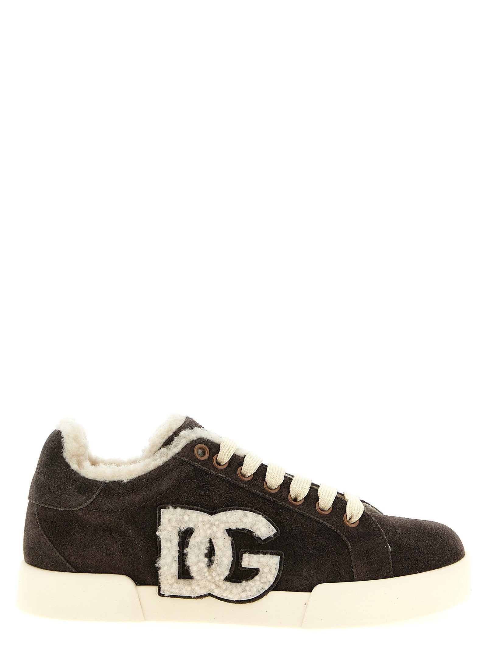 Dolce & Gabbana Shearling Low.top Sneakers Brown