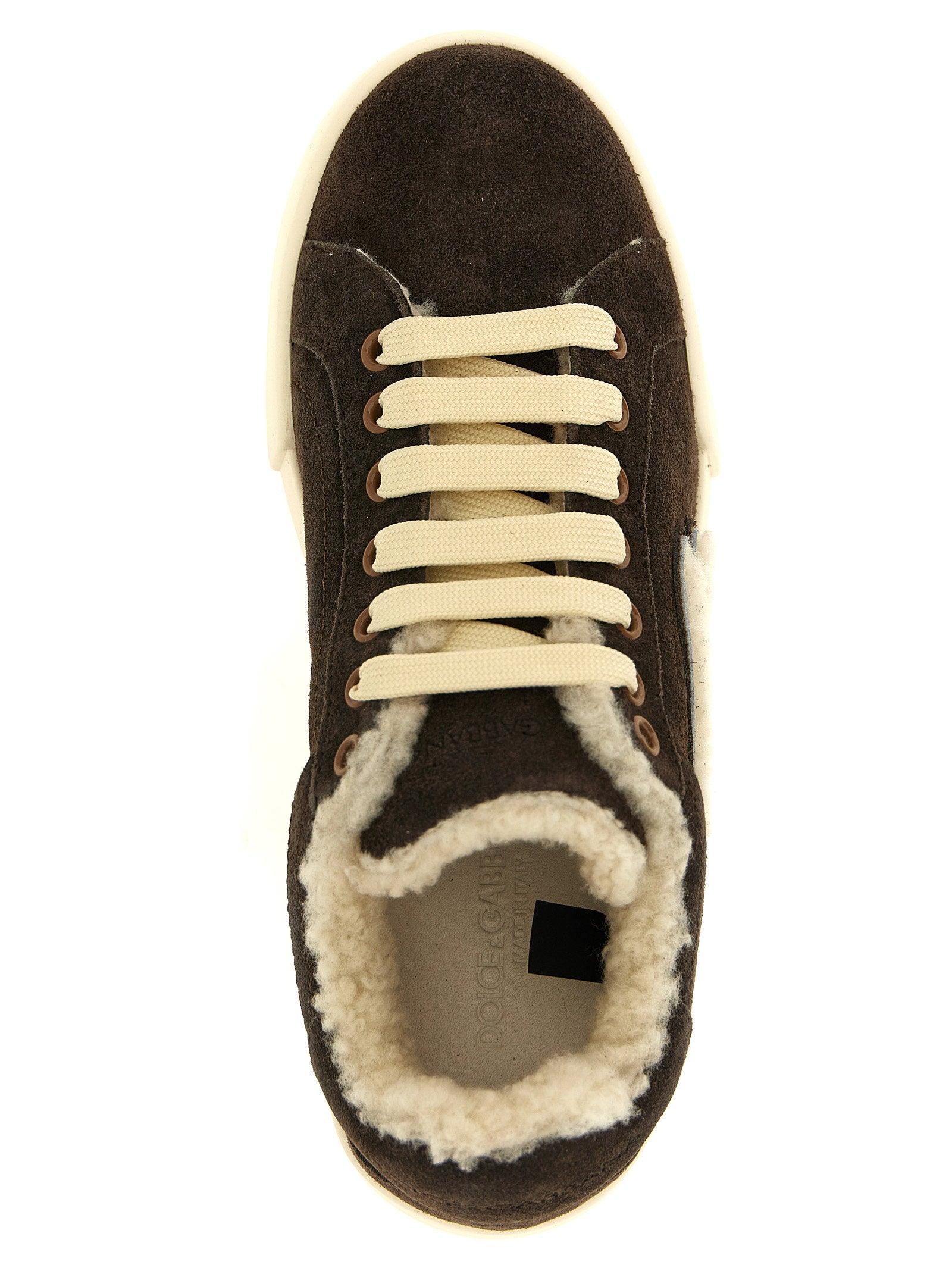 Dolce & Gabbana Shearling Low.top Sneakers Brown