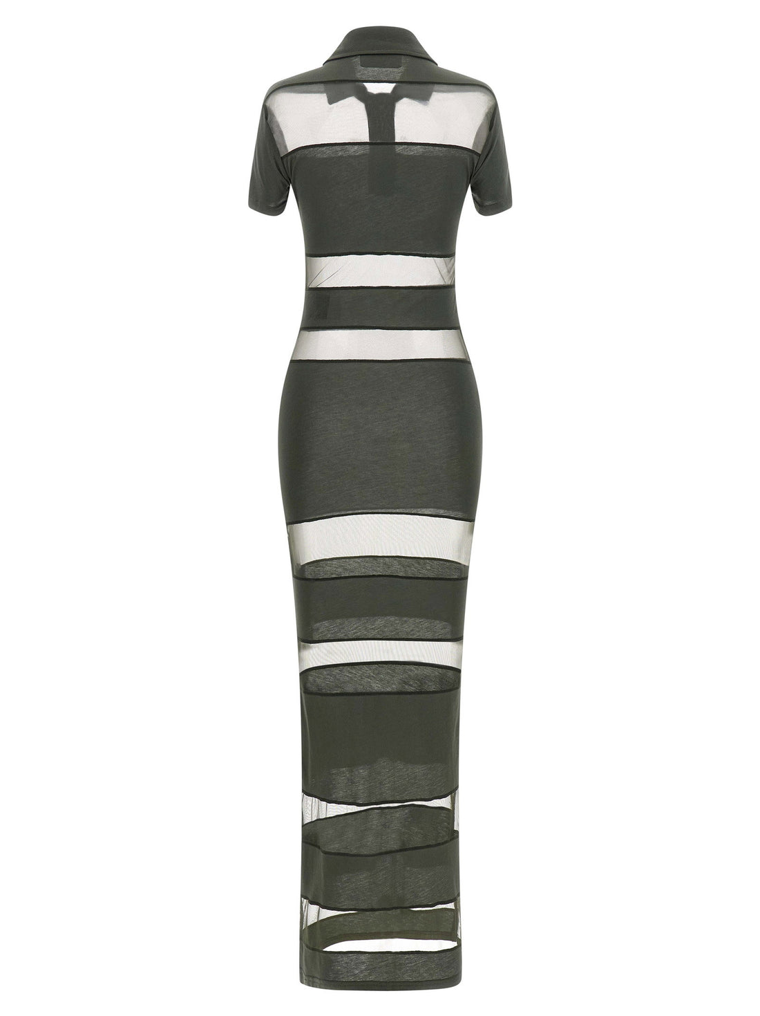 Coperni Striped Sheer Polo Dress Green