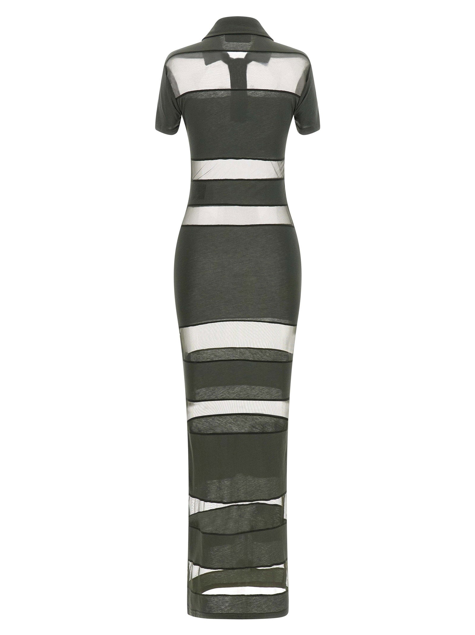 Coperni Striped Sheer Polo Dress Green