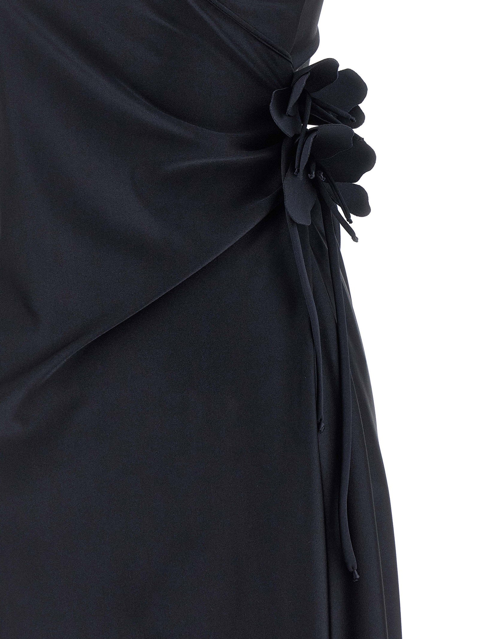 Coperni Asymmetric Mini Flower Dress Black